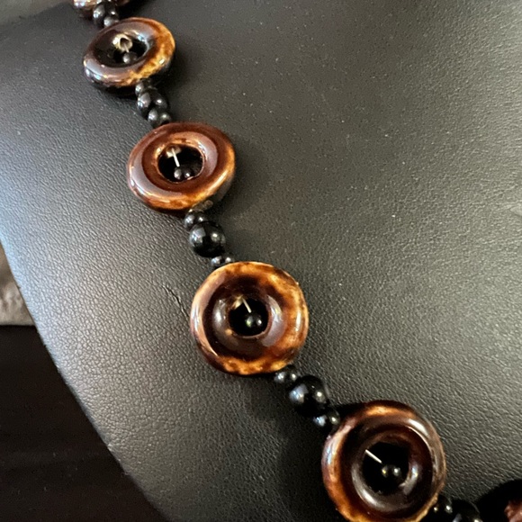Hand made brown and black necklace. 22” long - Picture 2 of 3